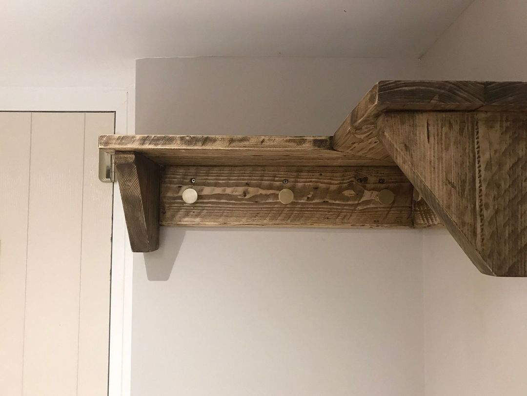 Wooden Shelf With Hooks