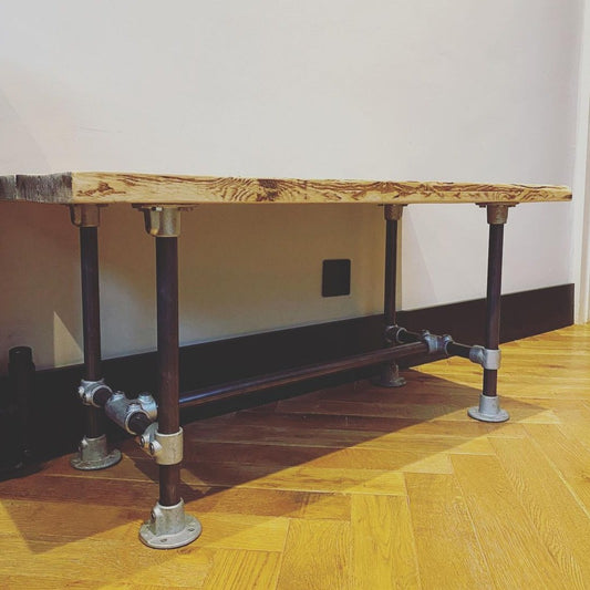 Wooden Bench with Industrial Legs